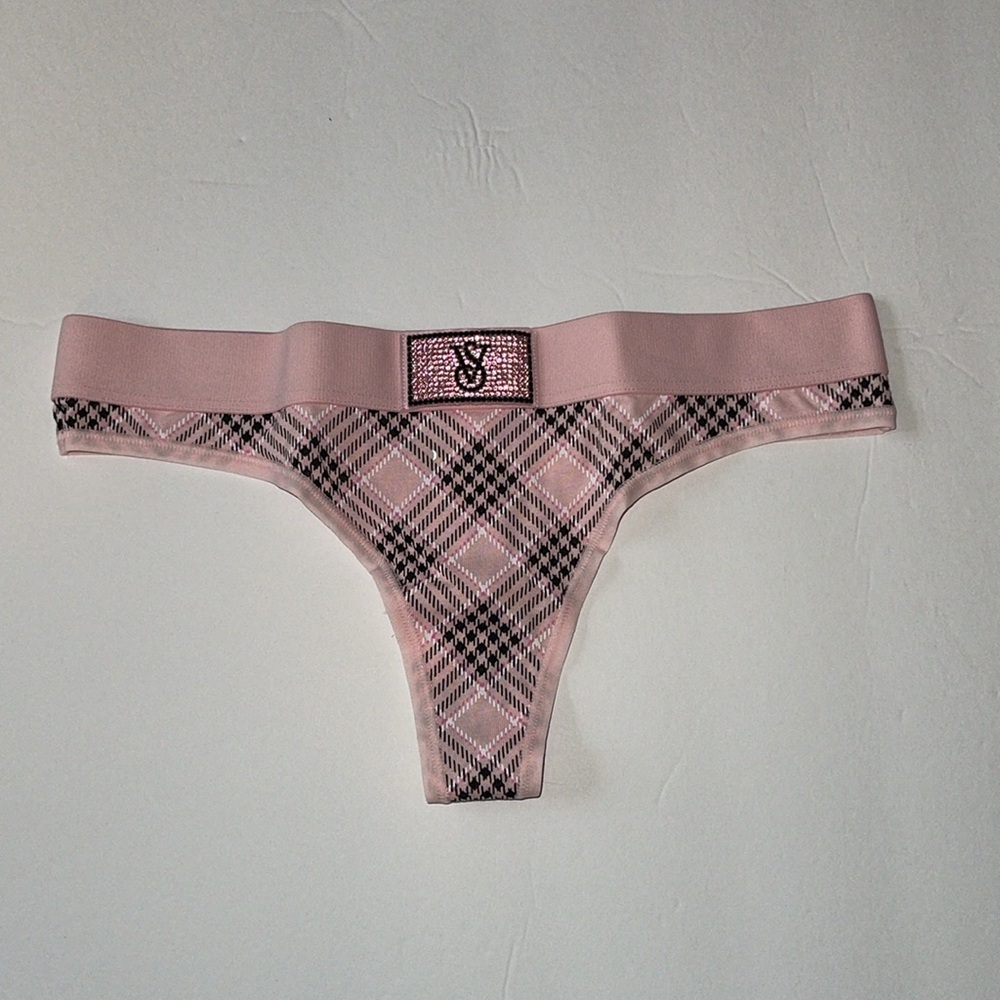 Victorias Secret Logo Cotton Shine Patch Thong Panty Underwear. NWT - Picture 5 of 11
